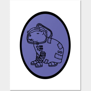 Space Capybara Sci Fi Astronaut Oval Posters and Art